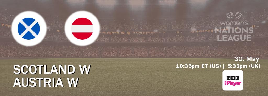 You can watch game live between Scotland W and Austria W on BBC iPlayer(UK).