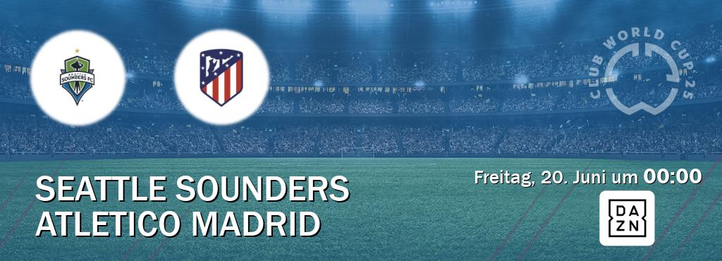 Das Spiel zwischen Seattle Sounders und Atletico Madrid wird am Freitag, 20. Juni um 00:00, live vom DAZN übertragen. Das Spiel zwischen Seattle Sounders und Atletico Madrid wird am Freitag, 20. Juni um 00:00, live vom DAZN übertragen.