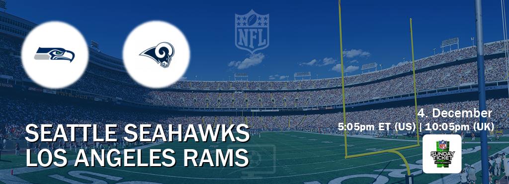 You can watch game live between Seattle Seahawks and Los Angeles Rams on NFL Sunday Ticket.