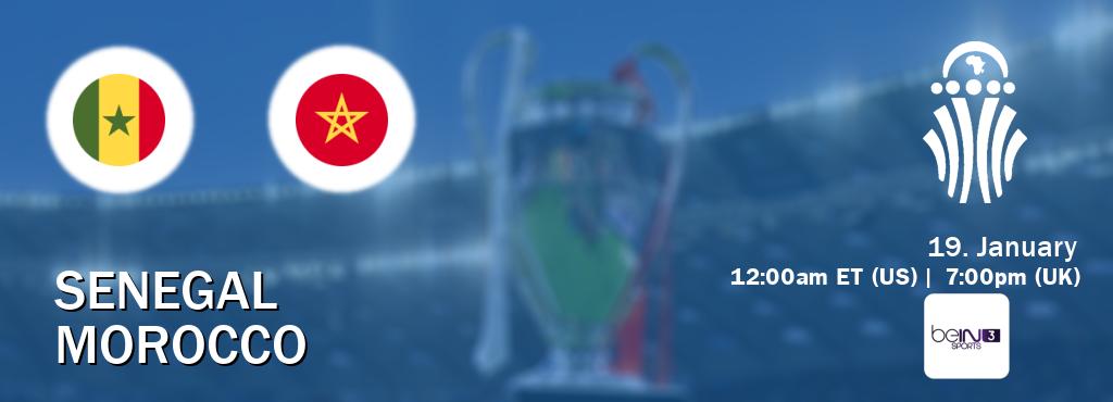 You can watch game live between Senegal and Morocco on beIN SPORTS 3(AU).