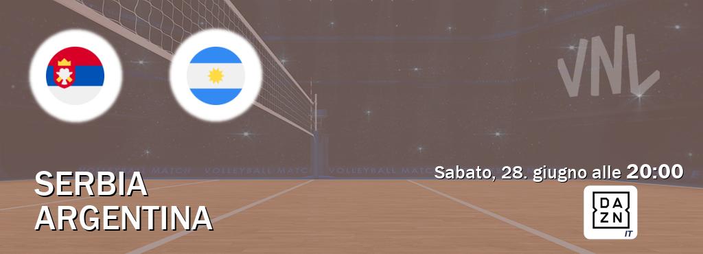 Il match Serbia - Argentina sarà trasmesso in diretta TV su DAZN Italia (ore 20:00)