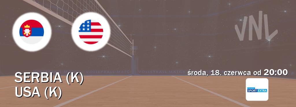 Gra między Serbia (K) i USA (K) transmisja na żywo w Polsat Sport Extra (środa, 18. czerwca od  20:00).