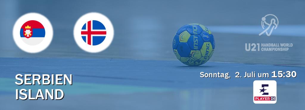 Das Spiel zwischen Serbien U21 und Island U21 wird am Sonntag,  2. Juli um  15:30, live vom Eurosport Player DE übertragen.