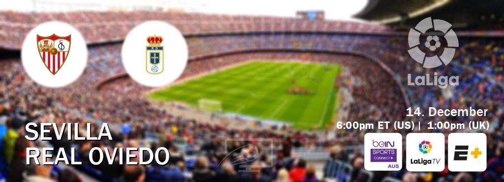 You can watch game live between Sevilla and Real Oviedo on beIN Sports Connect(AU), LaLiga TV(UK), ESPN+(US). You can watch game live between Sevilla and Real Oviedo on beIN Sports Connect(AU), LaLiga TV(UK), ESPN+(US).