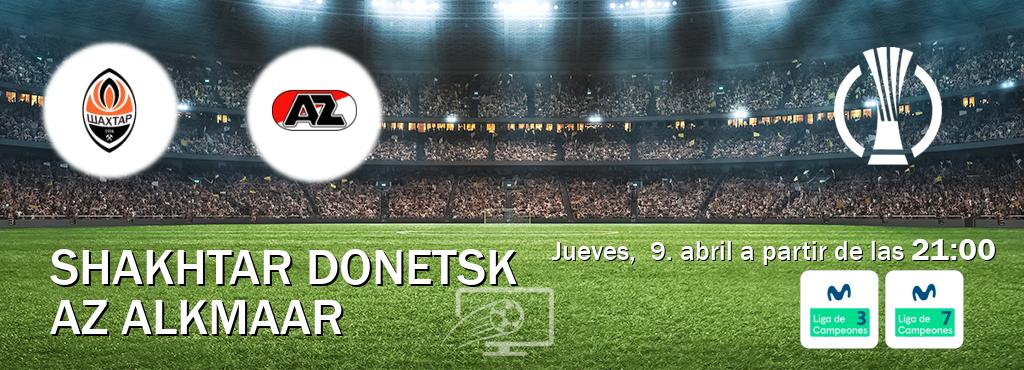 El partido entre Shakhtar Donetsk y AZ Alkmaar será retransmitido por Movistar Liga de Campeones 3 y Movistar Liga de Campeones 7 (jueves,  9. abril a partir de las  21:00).