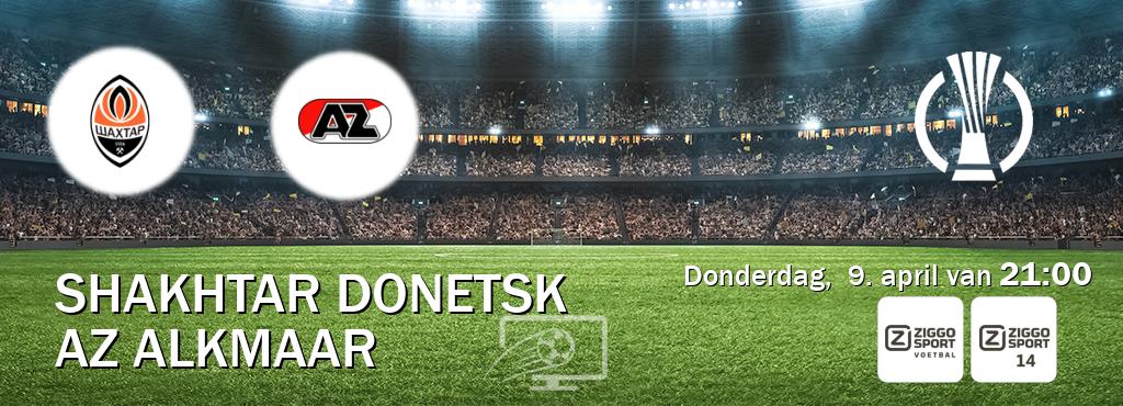 Wedstrijd tussen Shakhtar Donetsk en AZ Alkmaar live op tv bij Ziggo Sport, Ziggo Sport 14 (donderdag,  9. april van  21:00).