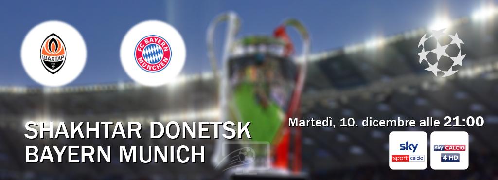 Il match Shakhtar Donetsk - Bayern Munich sarà trasmesso in diretta TV su Sky Sport Calcio e Sky Calcio 4 (ore 21:00)