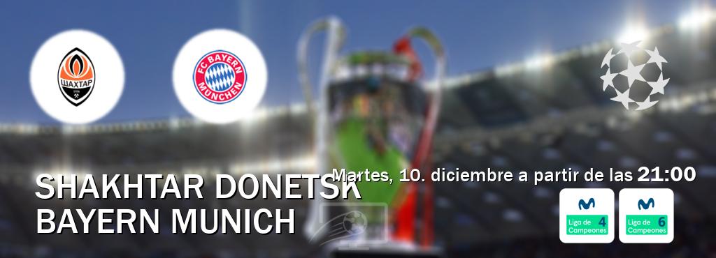 El partido entre Shakhtar Donetsk y Bayern Munich será retransmitido por Movistar Liga de Campeones 4 y Movistar Liga de Campeones 6  (martes, 10. diciembre a partir de las  21:00).