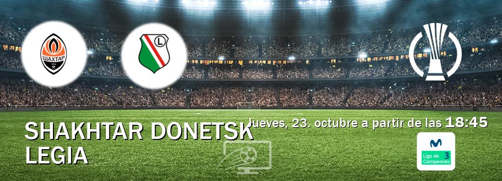 El partido entre Shakhtar Donetsk y Legia será retransmitido por Movistar Liga de Campeones 3 (jueves, 23. octubre a partir de las 18:45). El partido entre Shakhtar Donetsk y Legia será retransmitido por Movistar Liga de Campeones 3 (jueves, 23. octubre a partir de las 18:45).
