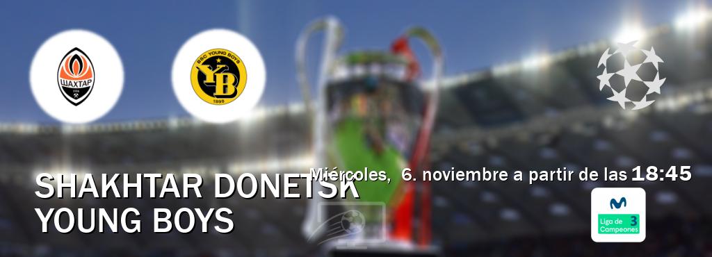 El partido entre Shakhtar Donetsk y Young Boys será retransmitido por Movistar Liga de Campeones 3 (miércoles,  6. noviembre a partir de las  18:45).