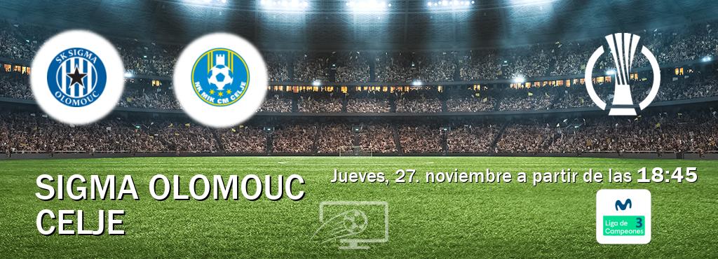 El partido entre Sigma Olomouc y Celje será retransmitido por Movistar Liga de Campeones 3 (jueves, 27. noviembre a partir de las  18:45).