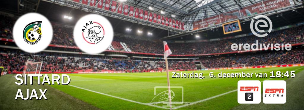 Wedstrijd tussen Sittard en Ajax live op tv bij ESPN 2, ESPN Extra (zaterdag,  6. december van  18:45).