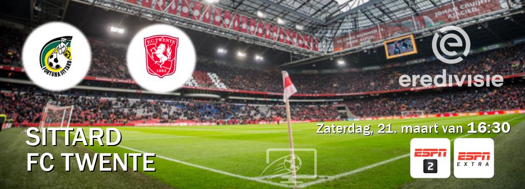Wedstrijd tussen Sittard en FC Twente live op tv bij ESPN 2, ESPN Extra (zaterdag, 21. maart van  16:30).