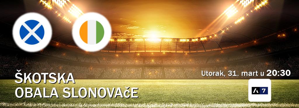 Izravni prijenos utakmice Škotska i Obala Slonovače pratite uživo na Arena Sport 7 (utorak, 31. mart u  20:30).