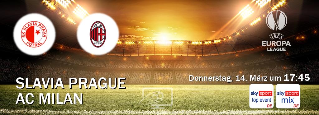 Das Spiel zwischen Slavia Prague und AC Milan wird am Donnerstag, 14. März um  17:45, live vom Sky Sport Top Event und Sky Sport Mix übertragen.