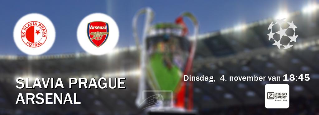 Wedstrijd tussen Slavia Prague en Arsenal live op tv bij Ziggo Sport 3 (dinsdag, 4. november van 18:45). Wedstrijd tussen Slavia Prague en Arsenal live op tv bij Ziggo Sport 3 (dinsdag, 4. november van 18:45).