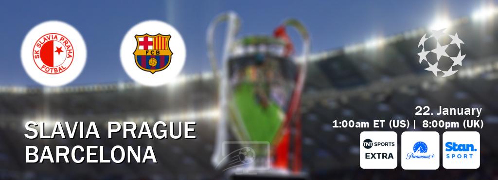 You can watch game live between Slavia Prague and Barcelona on TNT Sports Extra(UK), Paramount+(US), Stan Sport(AU). You can watch game live between Slavia Prague and Barcelona on TNT Sports Extra(UK), Paramount+(US), Stan Sport(AU).