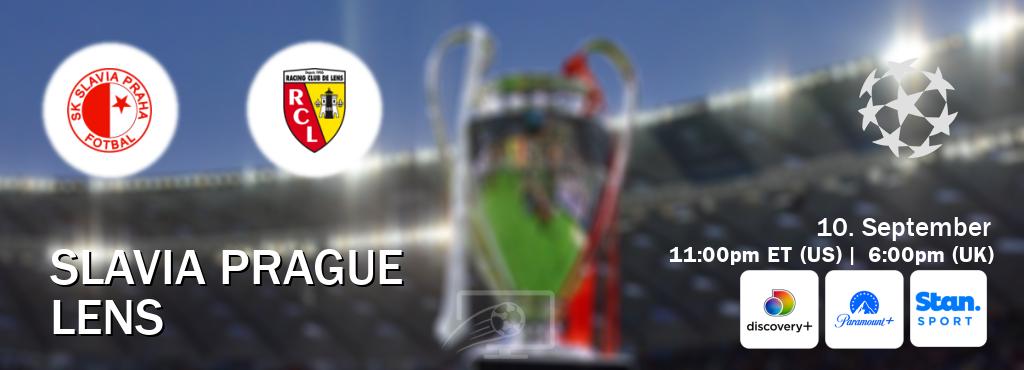 You can watch game live between Slavia Prague and Lens on Discovery +(UK), Paramount+(US), Stan Sport(AU).