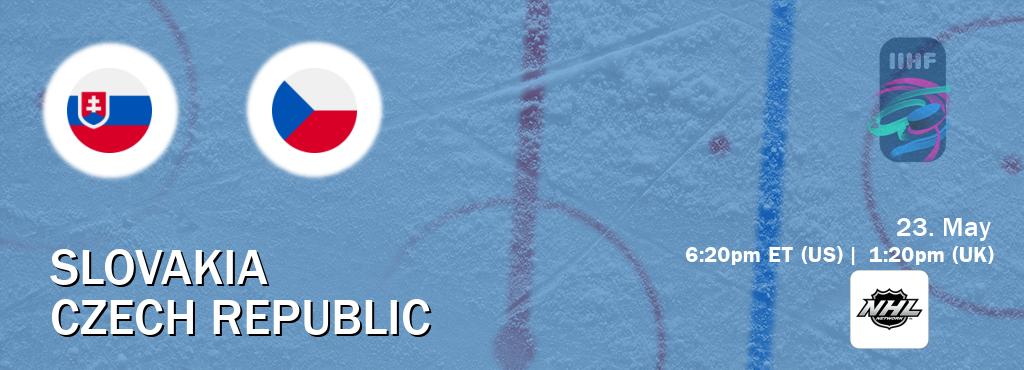 You can watch game live between Slovakia and Czech Republic on NHL Network(US). You can watch game live between Slovakia and Czech Republic on NHL Network(US).
