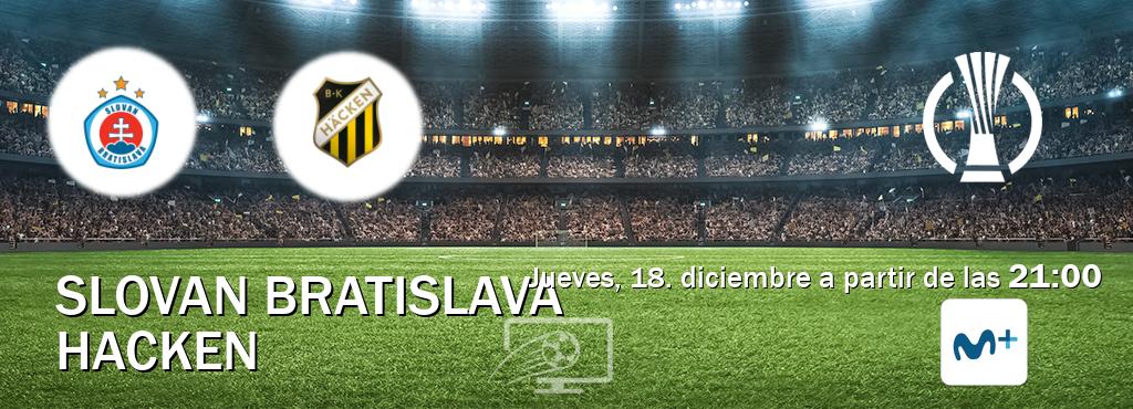 El partido entre Slovan Bratislava y Hacken será retransmitido por Movistar Liga de Campeones (jueves, 18. diciembre a partir de las 21:00). El partido entre Slovan Bratislava y Hacken será retransmitido por Movistar Liga de Campeones (jueves, 18. diciembre a partir de las 21:00).