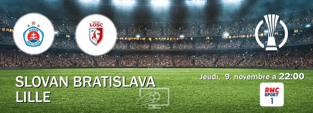 Match entre Slovan Bratislava et Lille en direct à la RMC Sport 1 (jeudi,  9. novembre a  22:00).