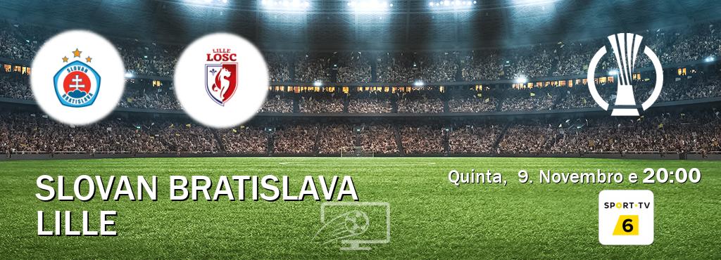 Jogo entre Slovan Bratislava e Lille tem emissão Sport TV 6 (Quinta,  9. Novembro e  20:00).