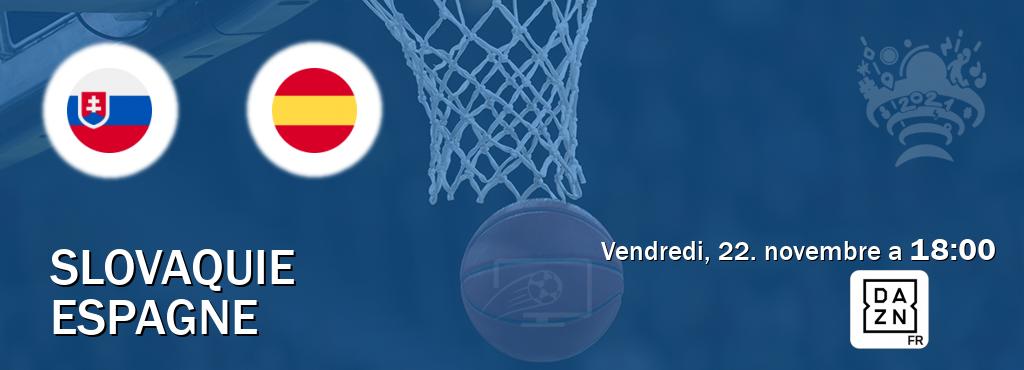 Match entre Slovaquie et Espagne en direct à la DAZN (vendredi, 22. novembre a  18:00).