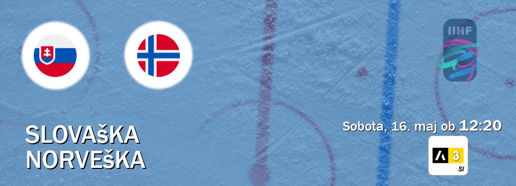 Slovaška in Norveška v živo na Arena Sport 3. Prenos tekme bo v sobota, 16. maj ob  12:20