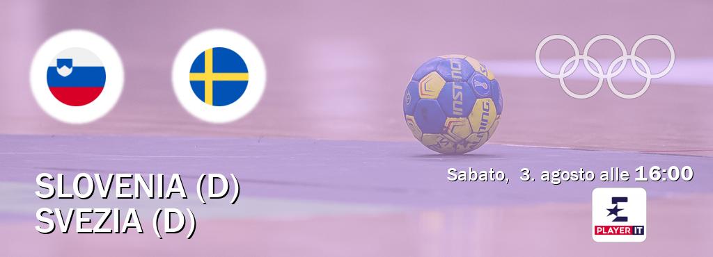 Il match Slovenia (D) - Svezia (D) sarà trasmesso in diretta TV su Eurosport Player IT (ore 16:00)