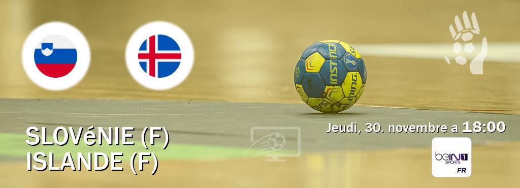 Match entre Slovénie (F) et Islande (F) en direct à la beIN Sports 1 (jeudi, 30. novembre a  18:00).