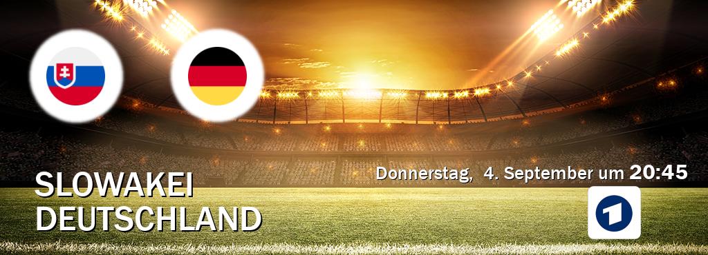 Das Spiel zwischen Slowakei und Deutschland wird am Donnerstag, 4. September um 20:45, live vom Das Erste übertragen. Das Spiel zwischen Slowakei und Deutschland wird am Donnerstag, 4. September um 20:45, live vom Das Erste übertragen.