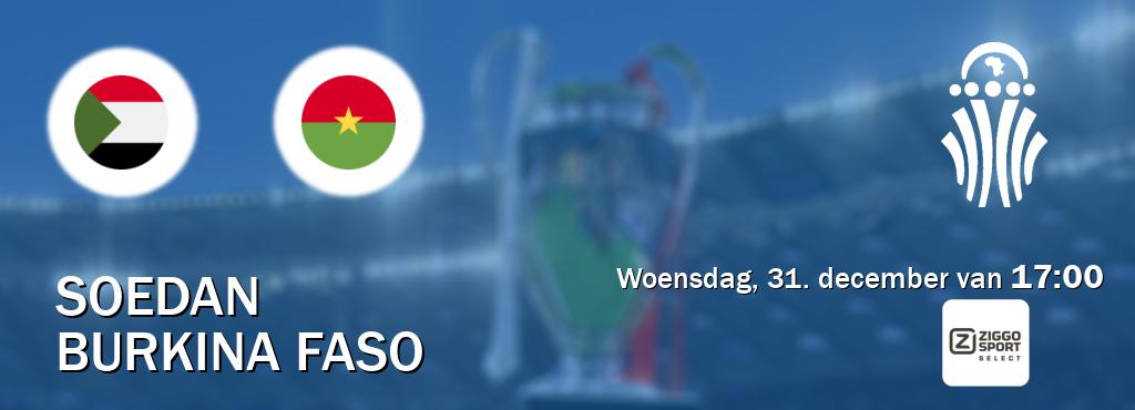 Wedstrijd tussen Soedan en Burkina Faso live op tv bij Ziggo Sport 2 (woensdag, 31. december van  17:00).