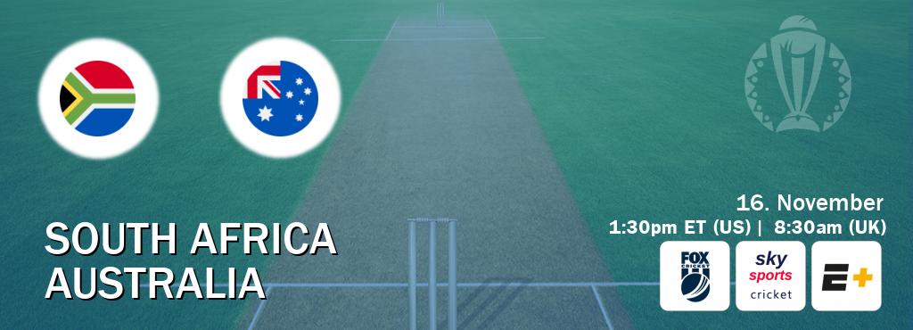You can watch game live between South Africa and Australia on Fox Cricket(AU), Sky Sports Cricket(UK), ESPN+(US).