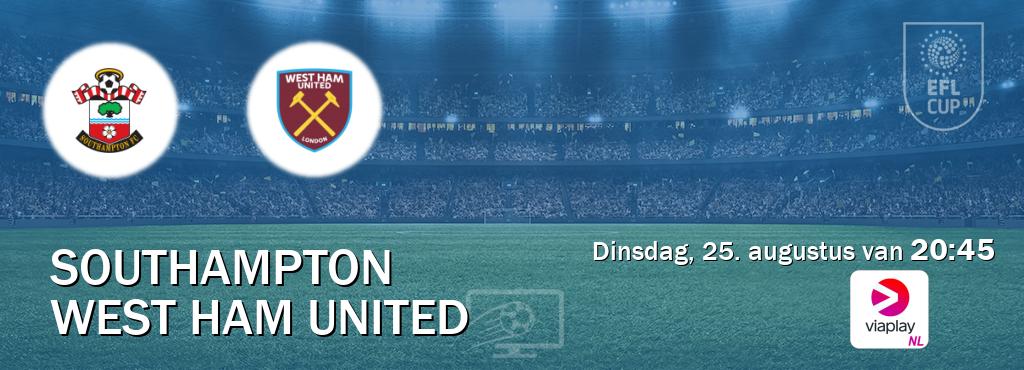 Wedstrijd tussen Southampton en West Ham United live op tv bij Viaplay Nederland (dinsdag, 25. augustus van  20:45).