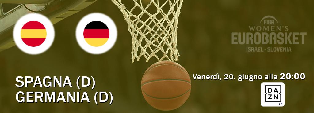 Il match Spagna (D) - Germania (D) sarà trasmesso in diretta TV su DAZN Italia (ore 20:00)