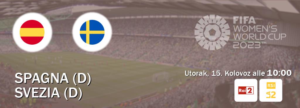 Il match Spagna (D) - Svezia (D) sarà trasmesso in diretta TV su Rai 2 e RSI La 2 (ore 10:00)