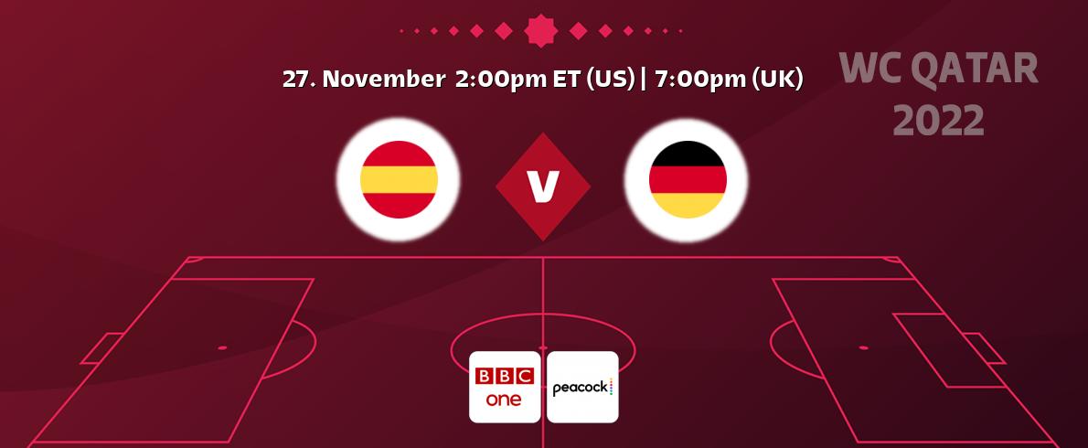 You can watch game live between Spain and Germany on BBC One and Peacock.