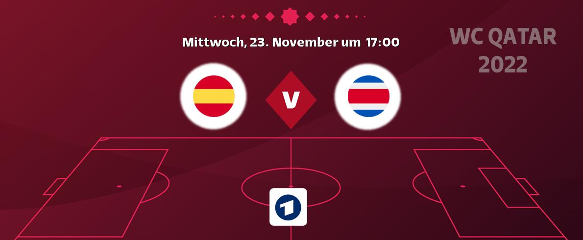 Das Spiel zwischen Spanien und Costa Rica wird am Mittwoch, 23. November um  17:00, live vom Das Erste übertragen.