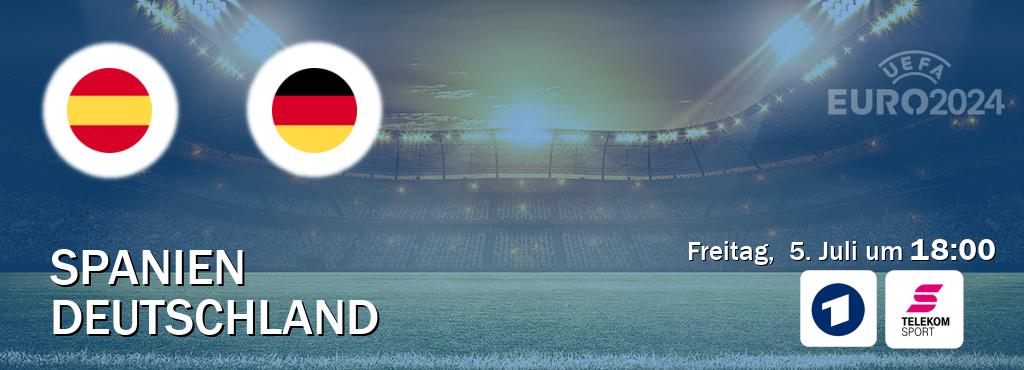 Das Spiel zwischen Spanien und Deutschland wird am Freitag,  5. Juli um  18:00, live vom Das Erste und Magenta Sport übertragen.