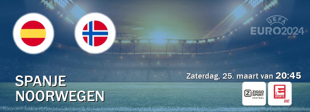 Wedstrijd tussen Spanje en Noorwegen live op tv bij Ziggo Voetbal, Eleven Sports 1 (zaterdag, 25. maart van  20:45).