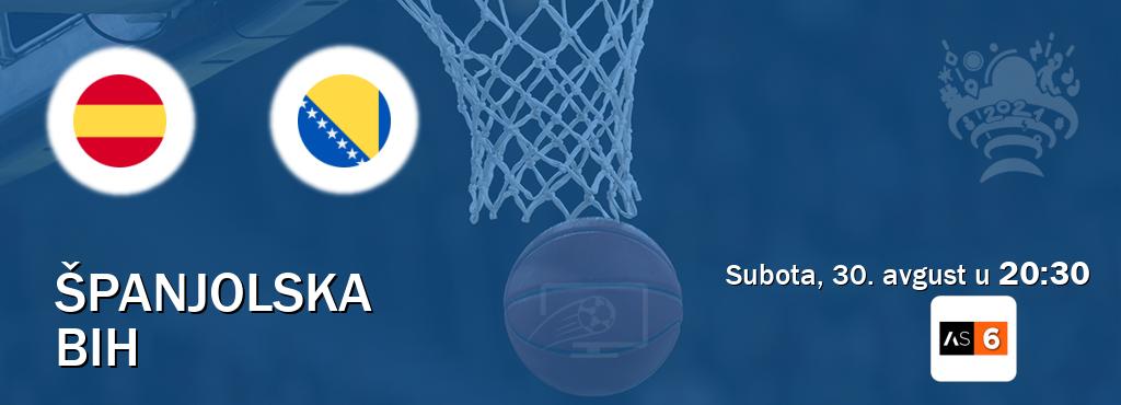 Izravni prijenos utakmice Španjolska i BiH pratite uživo na Arena Sport 6 (subota, 30. avgust u 20:30). Izravni prijenos utakmice Španjolska i BiH pratite uživo na Arena Sport 6 (subota, 30. avgust u 20:30).