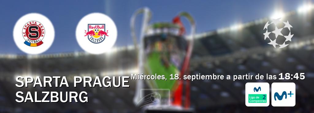 El partido entre Sparta Prague y Salzburg será retransmitido por Movistar Liga de Campeones 2 y Moviestar+ (miércoles, 18. septiembre a partir de las  18:45).