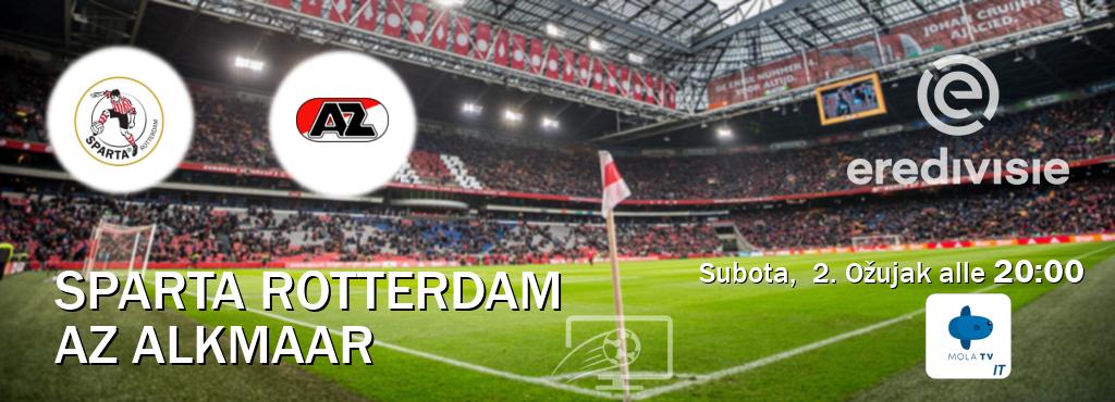 Il match Sparta Rotterdam - AZ Alkmaar sarà trasmesso in diretta TV su Mola TV Italia (ore 20:00)
