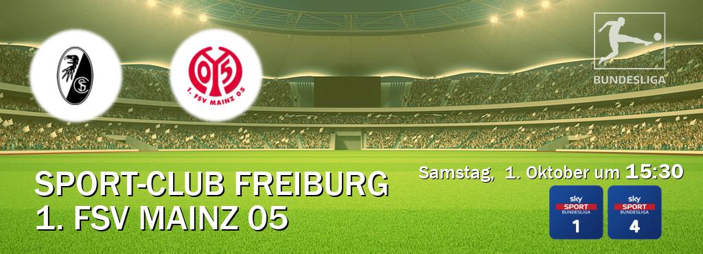 Das Spiel zwischen Sport-Club Freiburg und 1. FSV Mainz 05 wird am Samstag,  1. Oktober um  15:30, live vom Sky Bundesliga 1 und Sky Bundesliga 4 übertragen.