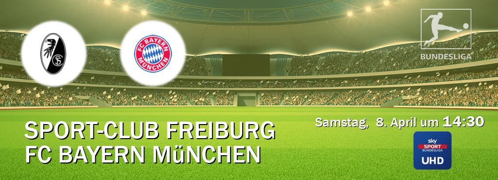 Das Spiel zwischen Sport-Club Freiburg und FC Bayern München wird am Samstag,  8. April um  14:30, live vom Sky Bundesliga UHD übertragen.