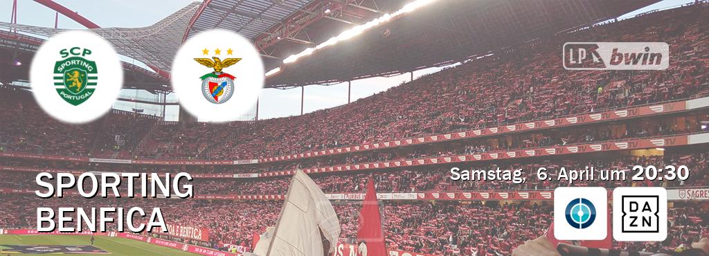 Das Spiel zwischen Sporting und Benfica wird am Samstag,  6. April um  20:30, live vom Sportdigital FUSSBALL und DAZN übertragen.