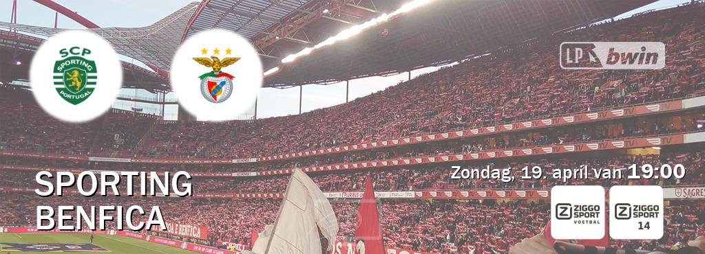 Wedstrijd tussen Sporting en Benfica live op tv bij Ziggo Sport, Ziggo Sport 14 (zondag, 19. april van  19:00).