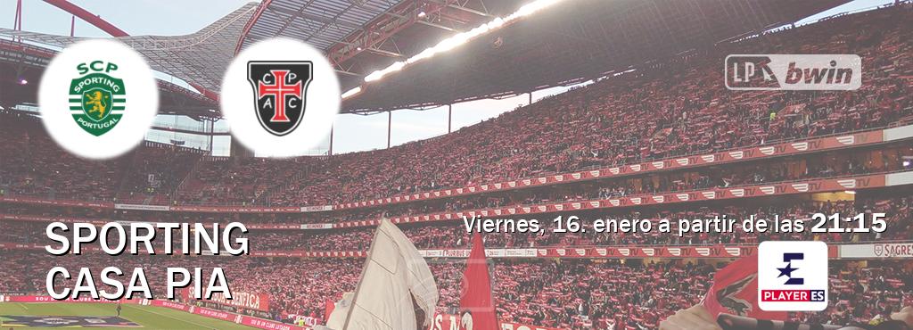 El partido entre Sporting y Casa Pia será retransmitido por Eurosport Player ES (viernes, 16. enero a partir de las  21:15).
