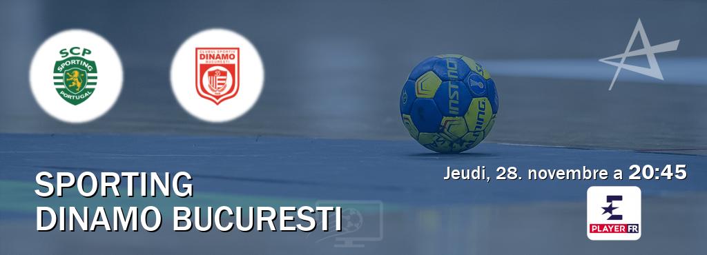 Match entre Sporting et Dinamo Bucuresti en direct à la Eurosport Player FR (jeudi, 28. novembre a  20:45).