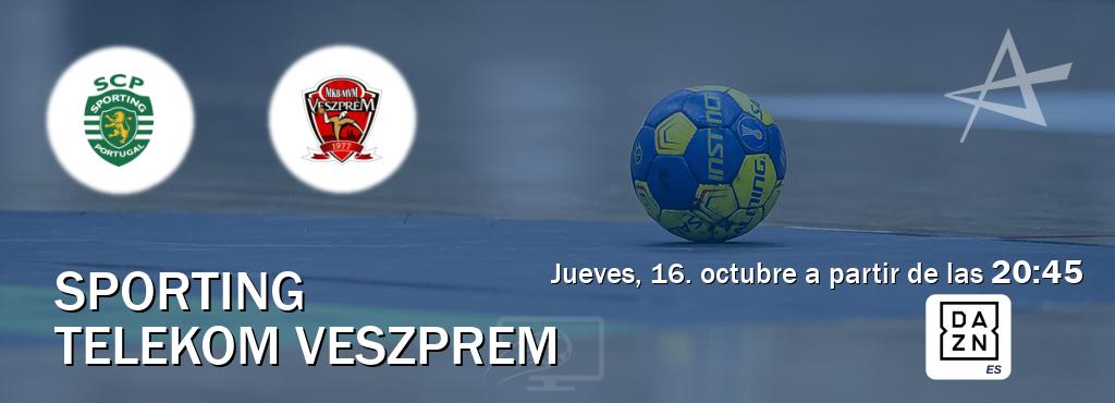 El partido entre Sporting y Telekom Veszprem será retransmitido por DAZN España (jueves, 16. octubre a partir de las 20:45). El partido entre Sporting y Telekom Veszprem será retransmitido por DAZN España (jueves, 16. octubre a partir de las 20:45).